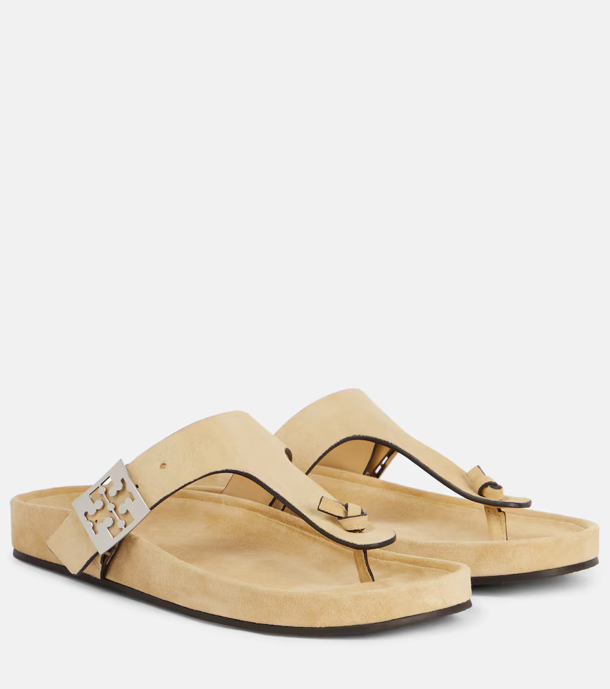 Tory Burch Double T suede thong sandal | Mytheresa (UK)