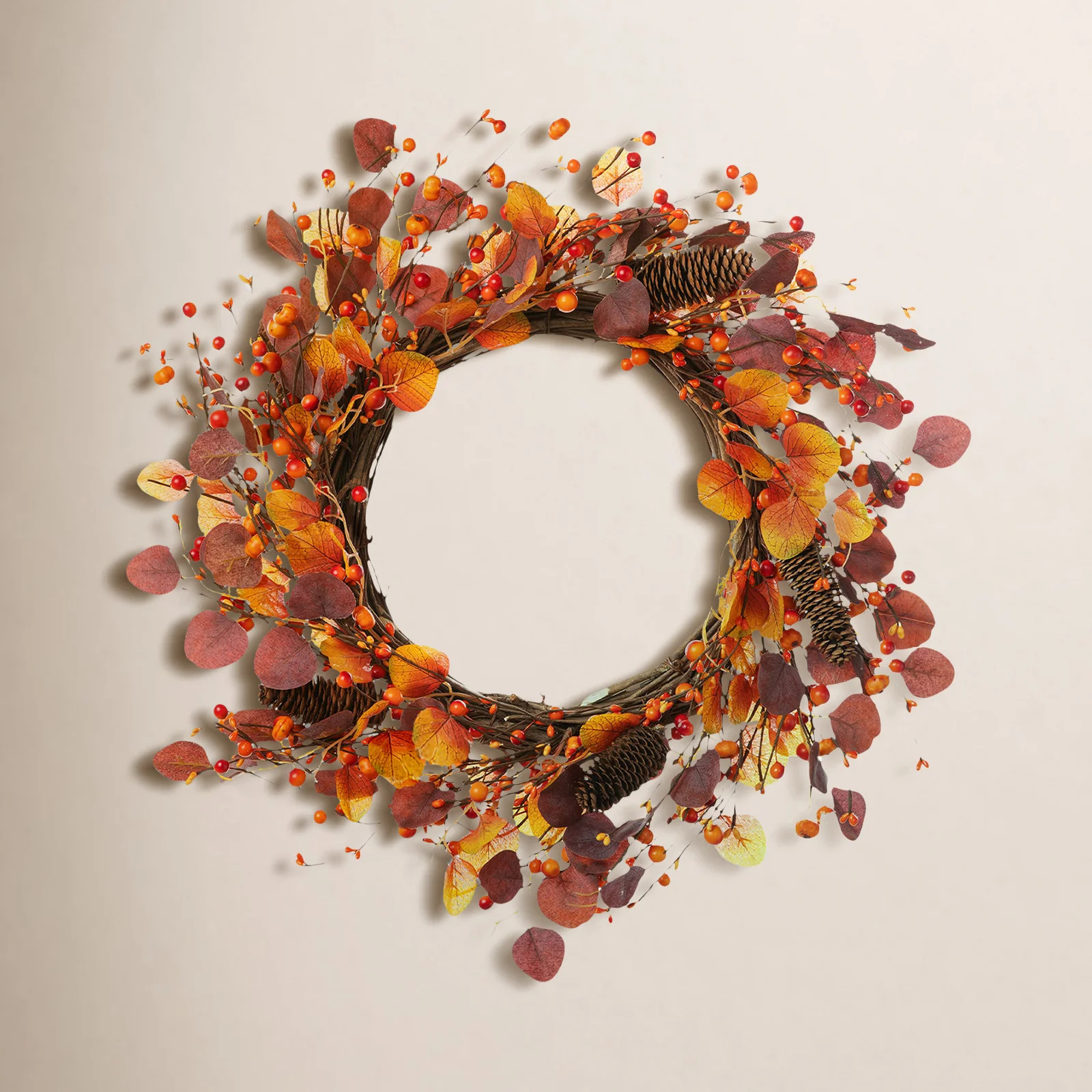 22" Faux Eucalyptus & Berry Fall Wreath | Wayfair North America