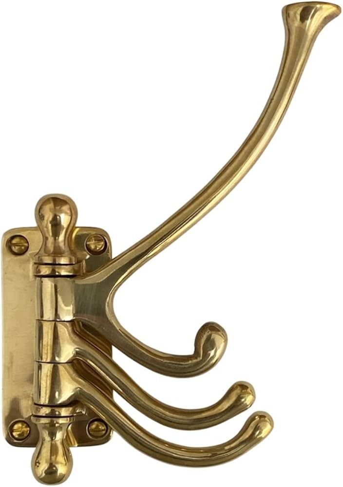 The King's Bay Three Arm Swivel Coat Hook in Polished Brass | Amazon (US)