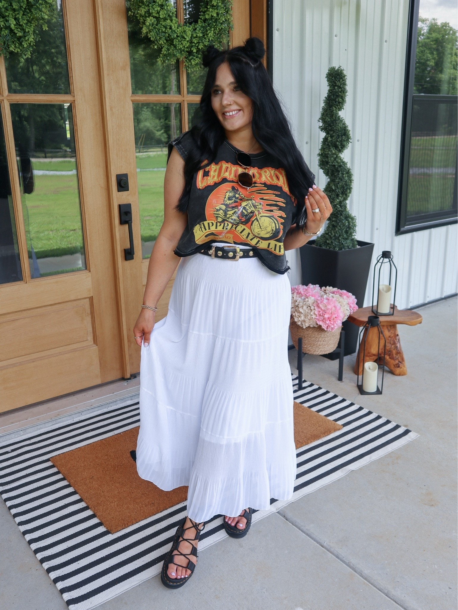 Summer Outfit of the Day - 2 months postpartum 🖤

Graphic Tee - small
Maxi Skirt - small
Belt - 27-31

#LTKootd #LTKSeasonal