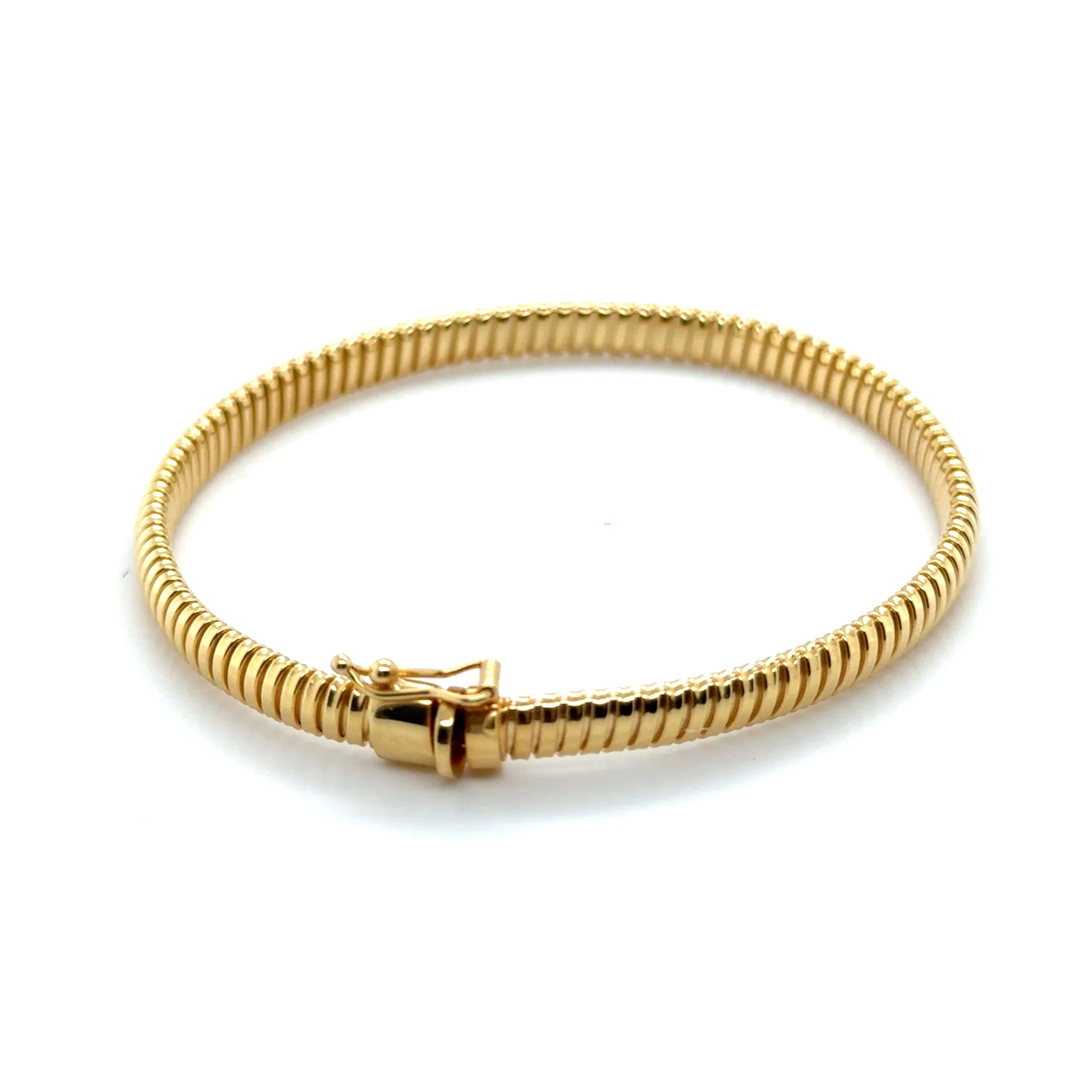 14K Solid Gold Tubogas Bracelet – Flexible, Bold, Polished | Goldmania