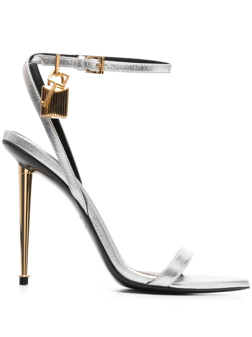 Padlock metallic open-toe sandals | Farfetch Global