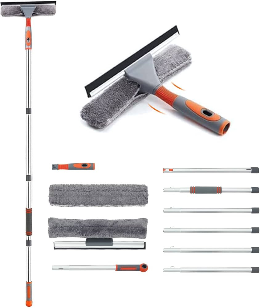 Squeegee Window Cleaner Baban 2 in 1 Window Cleaning Tool Extension Pole, 100'' Telescopic Window... | Amazon (US)