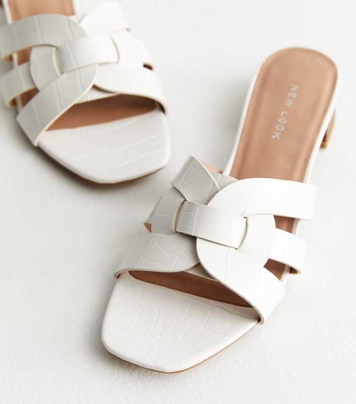 White Faux Croc Block Heel Mule Sandals
						
						Add to Saved Items
						Remove from Saved I... | New Look (UK)