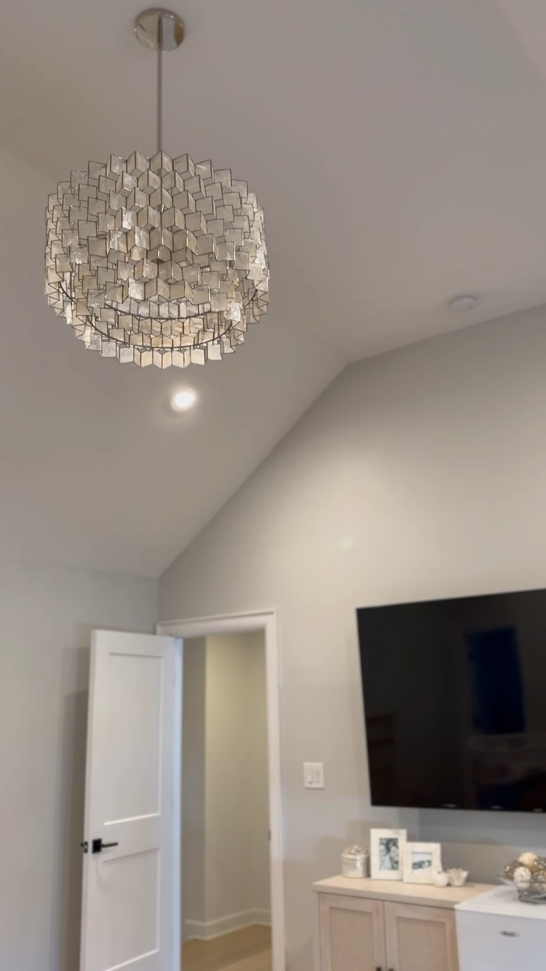 My Capiz bedroom chandelier- on sale! I’d call this the perfect coastal finishing touch if the rest of the room was actually finished 😅. 

#LTKsalealert #LTKhome