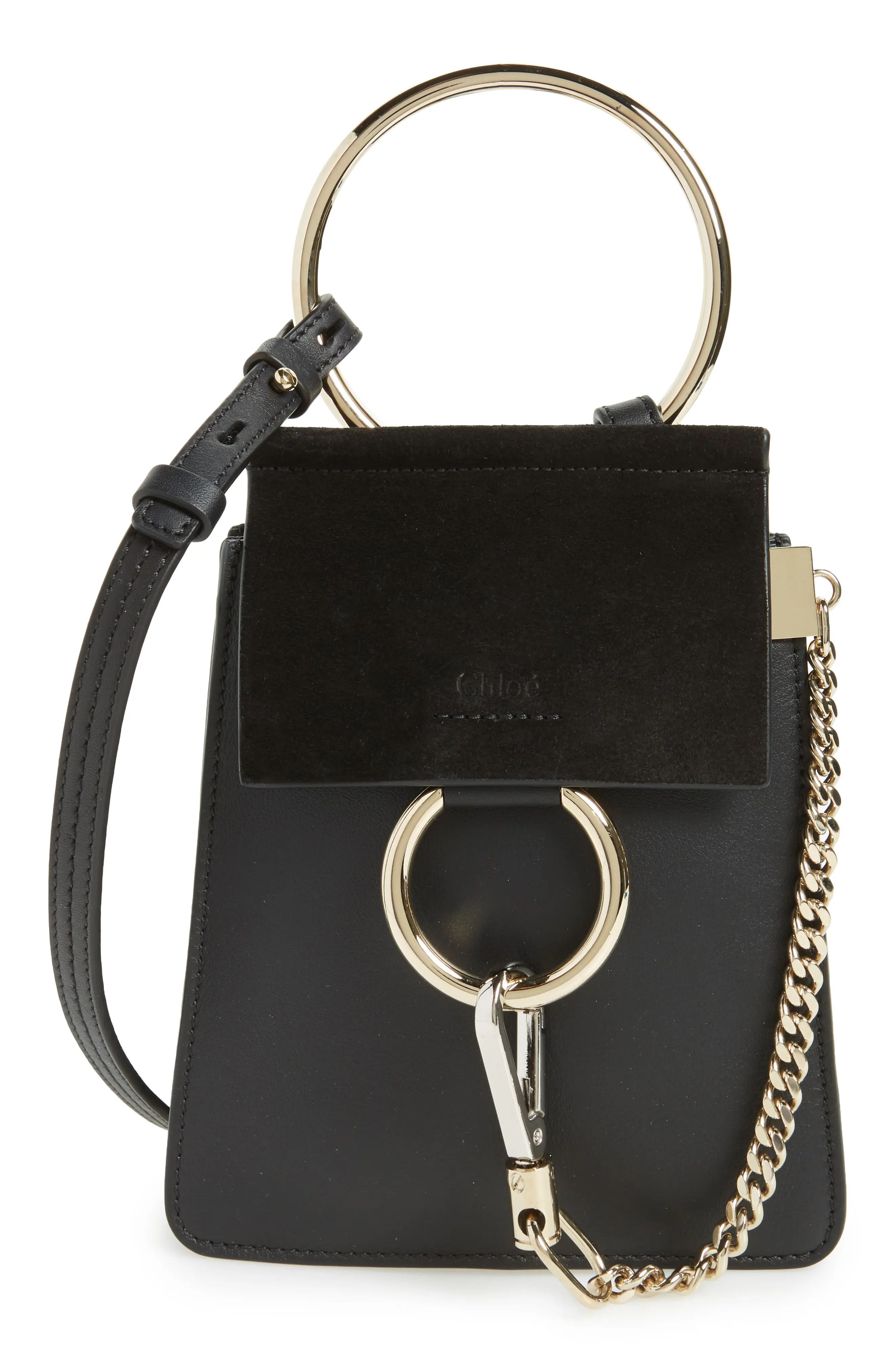 Chloe Faye Small Suede & Leather Bracelet Bag - Black | Nordstrom