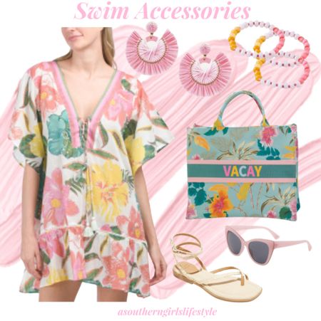 Tropical Swim Accessories for the Beach & Pool

Floral Tunic Coverup, Pink Fringe Earrings, Pink/Yellow Stretch Bracelets, Large Blue Multi Vacay Tote, Pink Sunnies & Woven Ankle Strap Sandals 

Resort Wear. Spring Outfit. Vacation. Target. TJMaxx. Nordstrom Rack. 

#LTKstyletip #LTKSeasonal #LTKswim