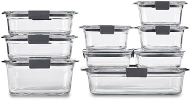 Rubbermaid Brilliance Glass Food Storage Containers, Assorted Sizes, Set of 9, BPA-Free, Leak-Pro... | Amazon (US)