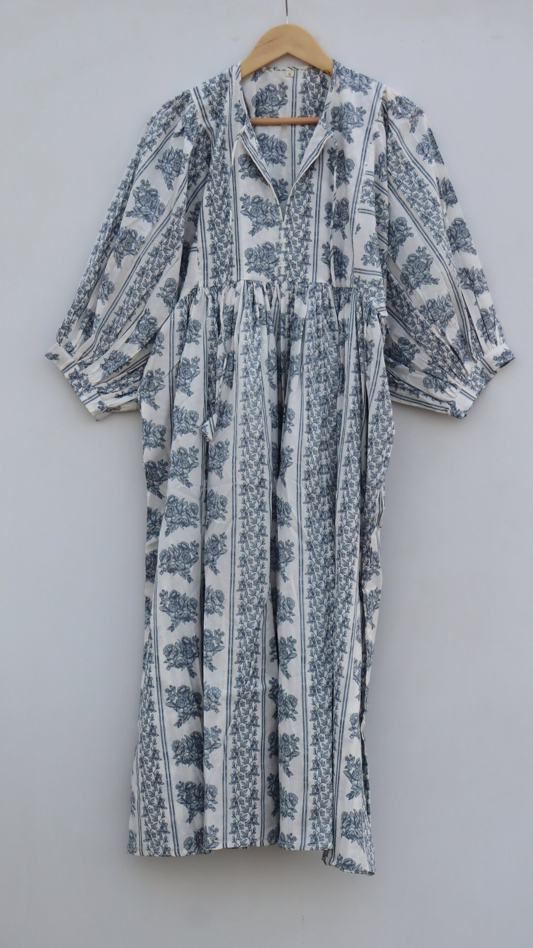 Midi Dress, Mini Dress, Floral Long Block Print Dress, Deep Neck With String Closer - Etsy | Etsy (US)