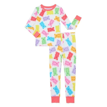 Way To Celebrate Girls Tight Fit Top and Pants Pajama Set 2-Piece Set Sizes 4-10 | Walmart (US)
