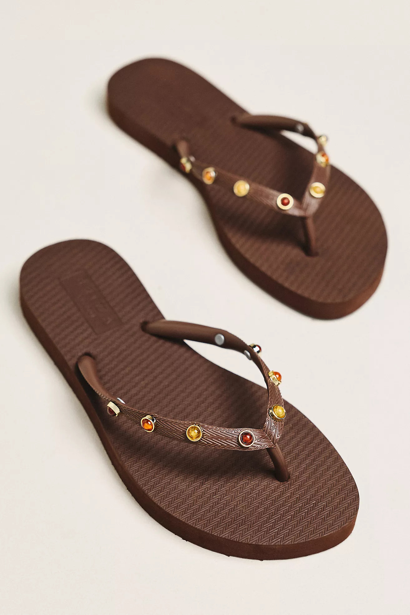 Brizza Arezzo Embellished Flip-Flop Sandals | Anthropologie (US)