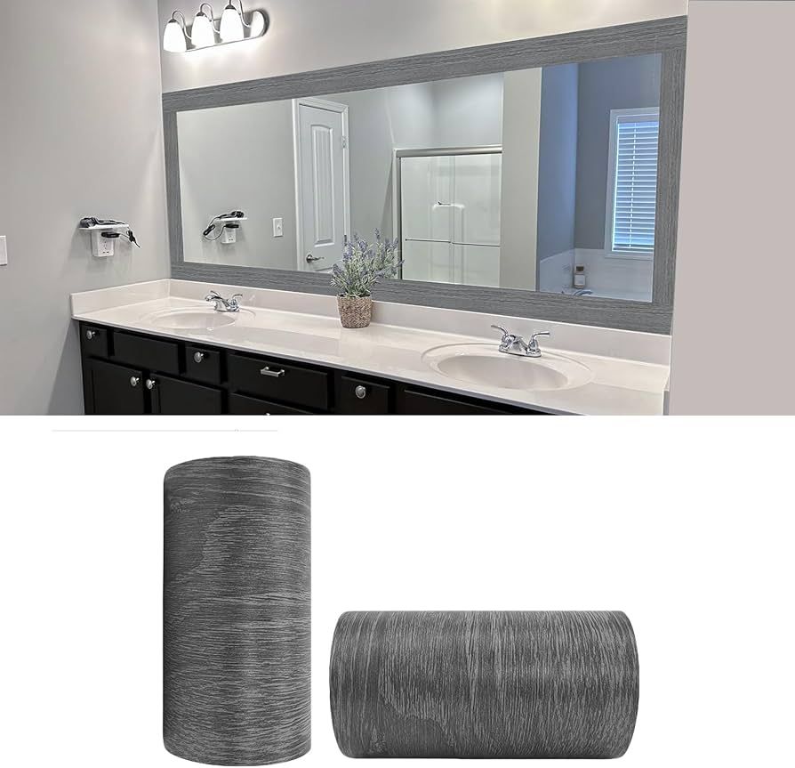 Dark Gray Wood Grain 3D 10M Wallpaper Border Removable PVC Waterproof Peel and Stick Wallpaper,Ba... | Amazon (US)