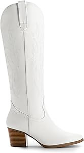 DREAM PAIRS Cowboy Boots for Women Cowgirl Knee High Boots Comfortable Pull On Zipper Chunky Heel... | Amazon (US)