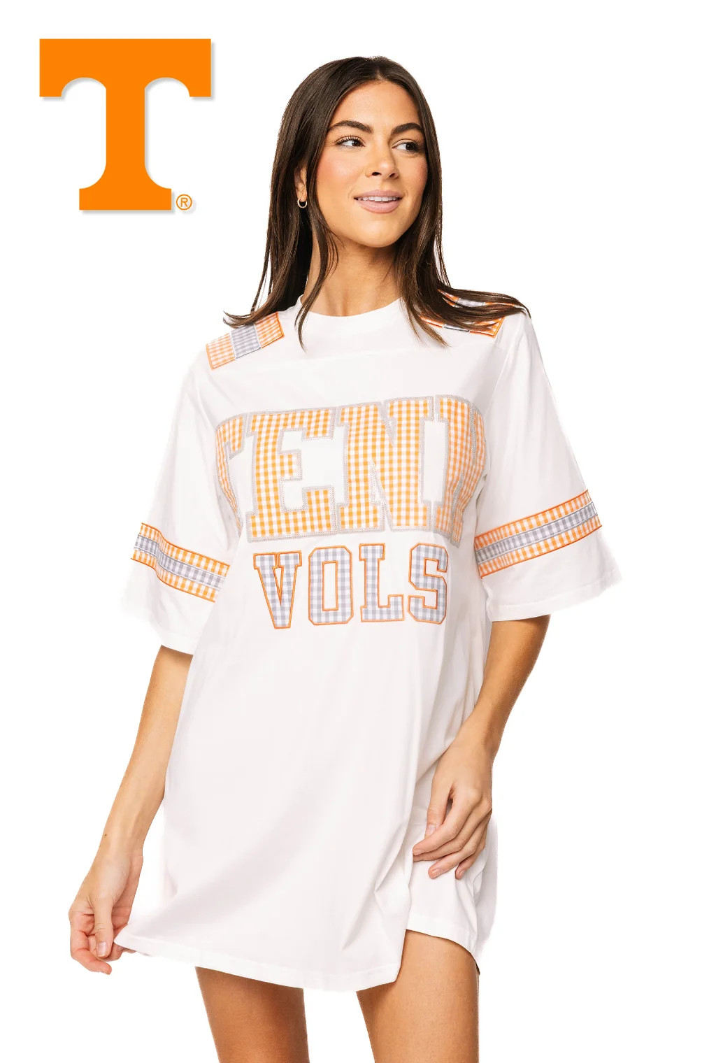 Licensed Sample Tennessee Gingham Words Jersey Tee Dress | Queen of Sparkles
