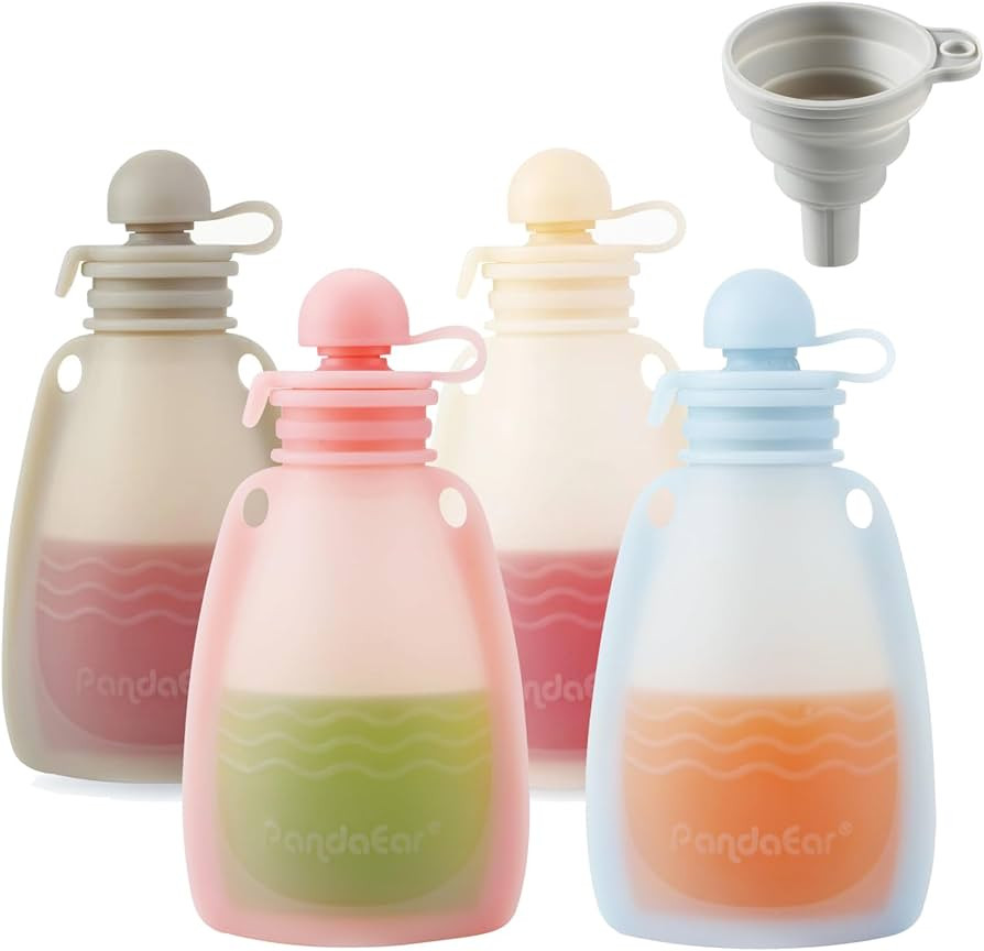 PandaEar Reusable Silicone Baby Food Pouches, 4 Pack Squeeze Pouches for Toddler Kids, BPA-Free S... | Amazon (US)