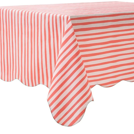 Mainstays Summer Fun PEVA Tablecloth, Indoor & Outdoor for Table 60" x 102" - Coral Stripe | Walmart (US)