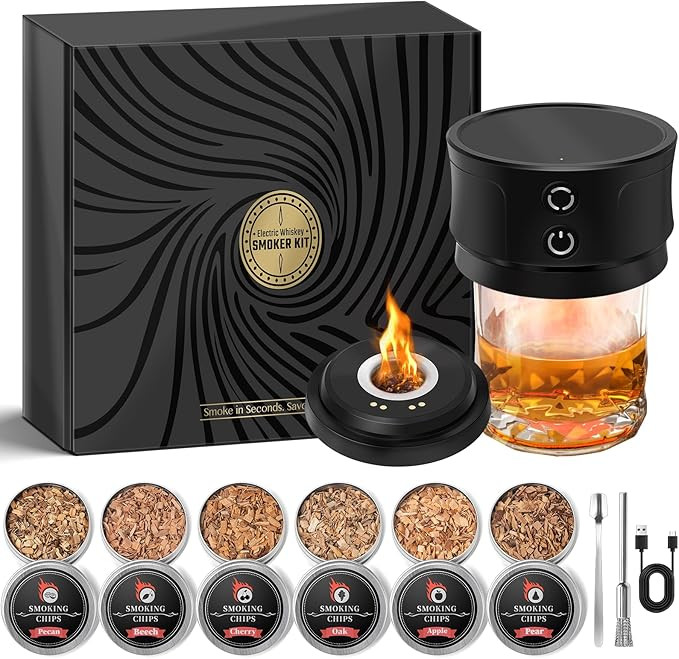 Electric Whiskey Smoker Kit with Lights: Cocktail Infuser with 6 Wood Chips for Whiskey Bourbon L... | Amazon (US)