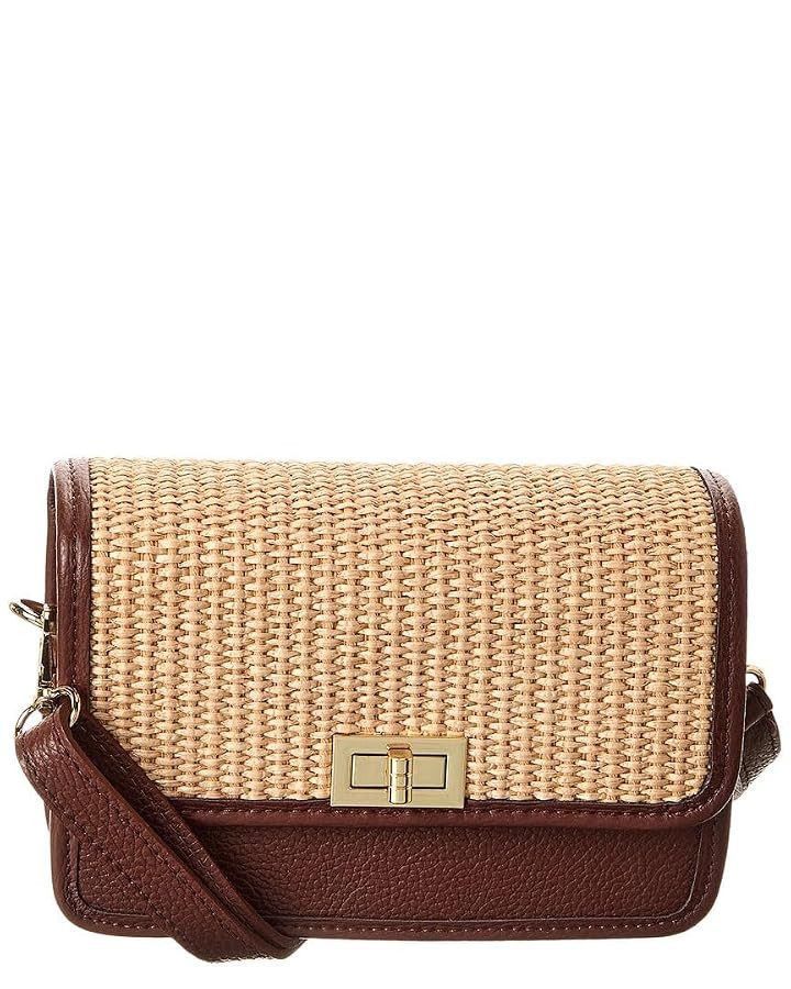Eva Straw & Leather Crossbody, Brown | Amazon (US)
