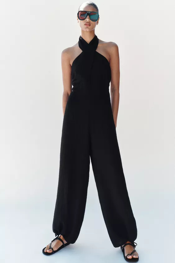 HALTERNECK JUMPSUIT WITH SAROUEL TROUSERS | Zara UK