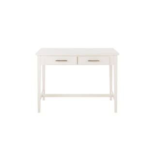 42 in. Rectangular Ivory 2 Drawer Writing Desk with Built-In Storage | The Home Depot