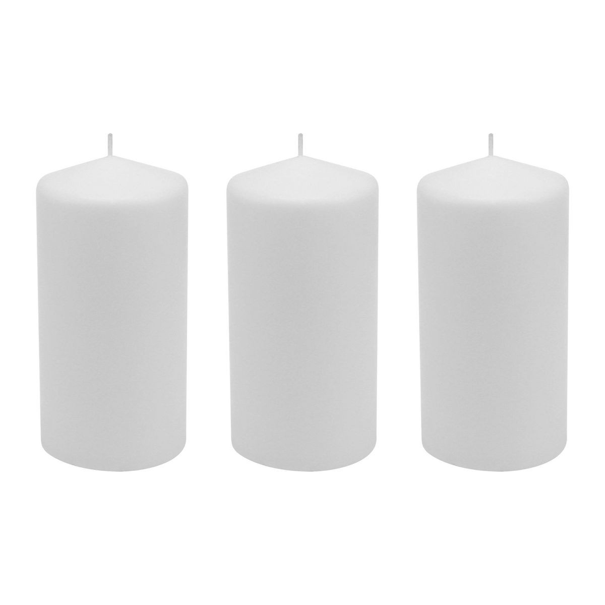 Stonebriar 3pk Tall 3'' x 6'' 65 Hour Long Burning Unscented White Wax Pillar Candle: Smokeless, ... | Target
