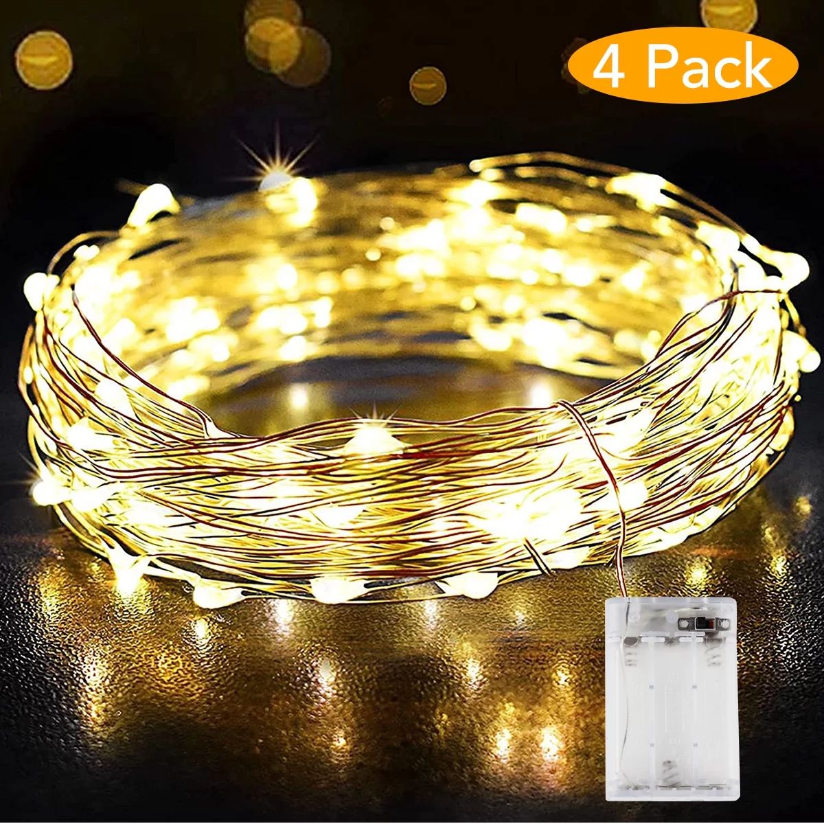 YEOLEH Led Fairy Lights Battery Operated String Lights Silver Wire, Total 160FT 480 LED Battery L... | Walmart (US)