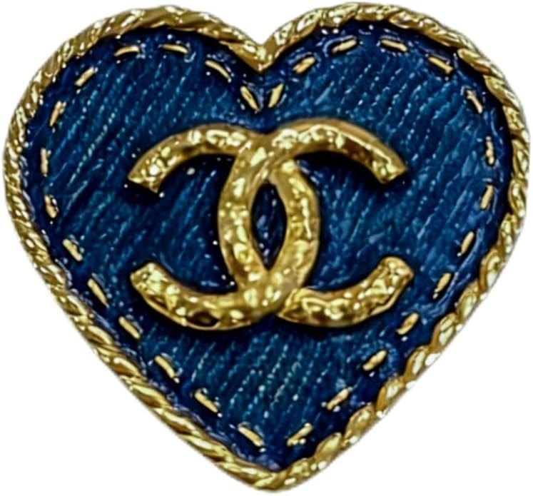 Heart-Shaped Blue Brooch Pin with Gold-Tone, Stitched Edge Detail, Fashion Lapel Pin | Amazon (US)