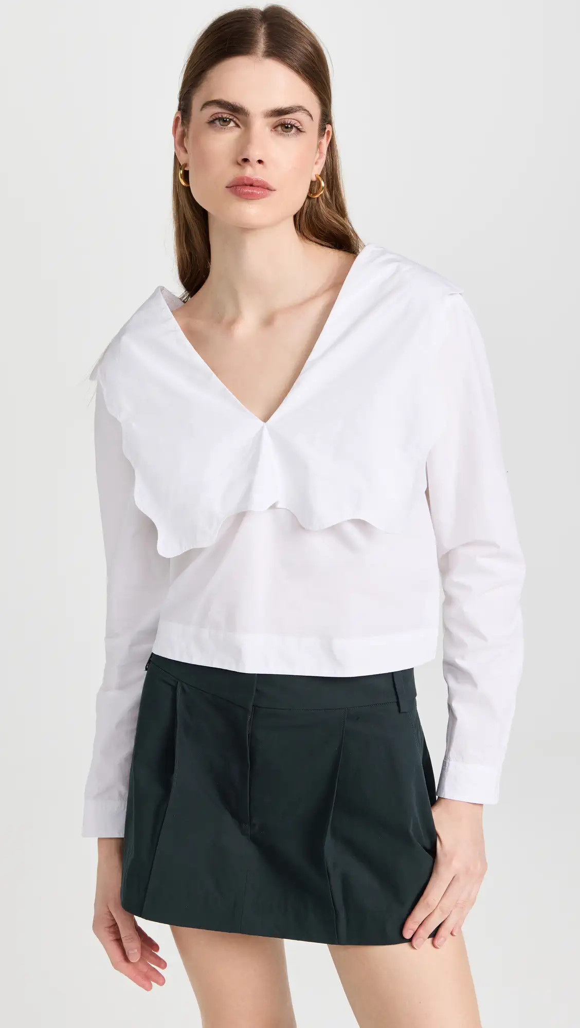 GANNI Cotton Poplin Rhythm Collar Blouse | Shopbop | Shopbop