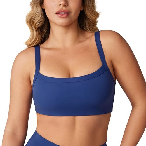 Hugcurve Adjustable Sports Bra Square Neck Wireless Padded Yoga Workout Tops | Amazon (US)
