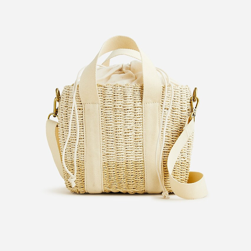 Small Montauk tote in straw with crossbody strap | J. Crew US