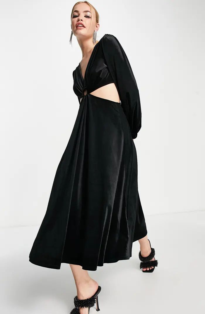 Cutout O-Ring Long Sleeve Midi Dress | Nordstrom