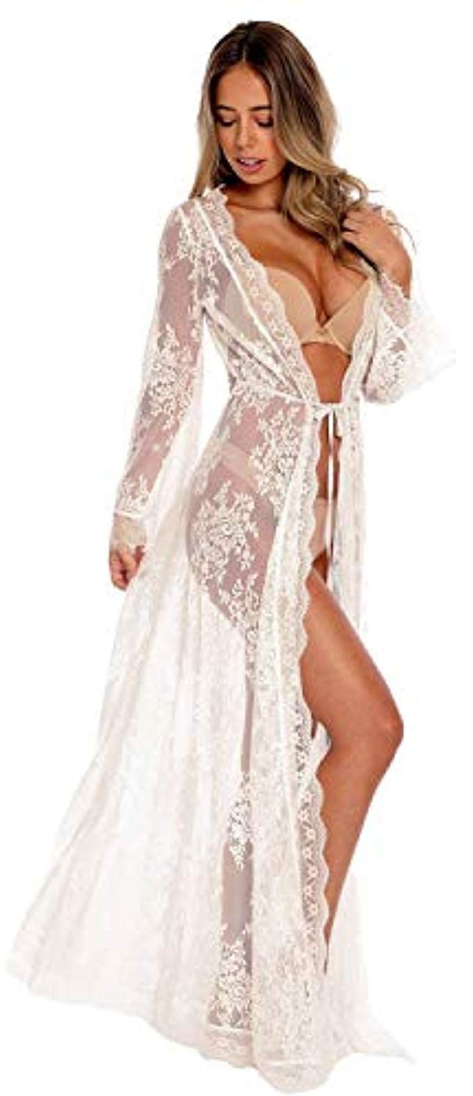 VenuStar Womens Long Embroidered Lace Kimono Cardigan with Half Sleeves | Amazon (US)
