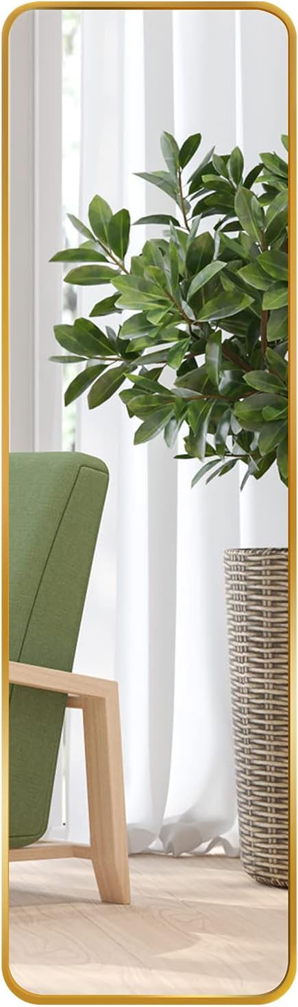 Giftgarden 47"x14" Gold Full Length Mirror Aluminum Framed, Modern Long Wall Mirror Tall Full-Bod... | Amazon (US)