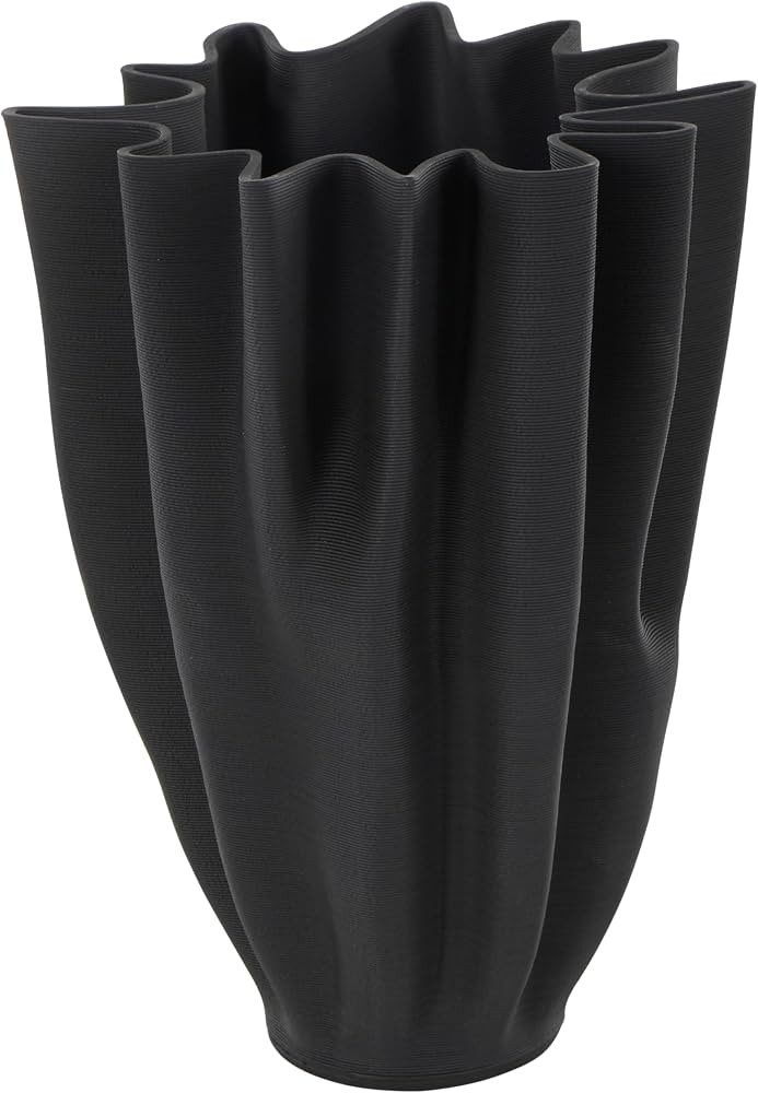 Deco 79 Ceramic Abstract Decorative Vase Dimensional Ribbed Tulip Centerpiece Vase with Angular R... | Amazon (US)