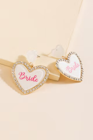 Bride Heart Shaped Drop Earrings | Francesca's