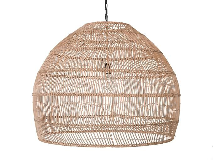 KOUBOO 1050101 Open Weave Cane Rib Bell Hanging Ceiling Lamp, One Size, Wheat | Amazon (US)