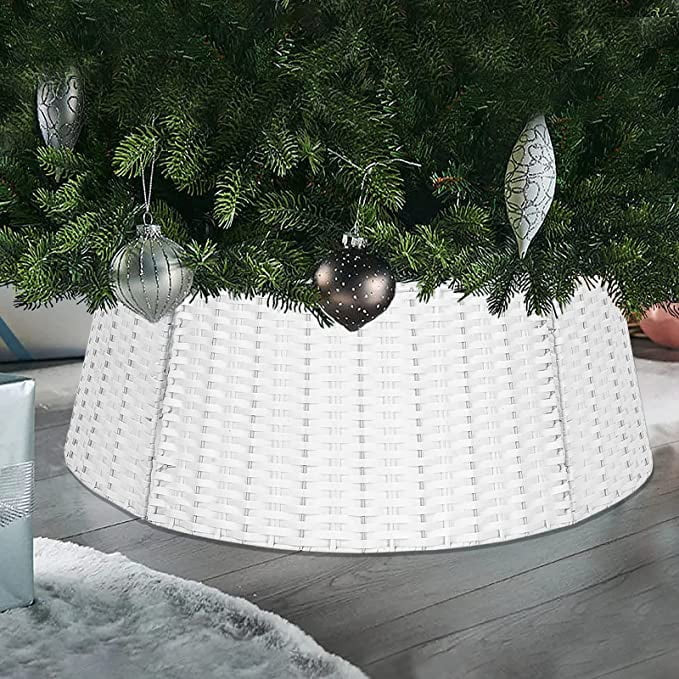 Christmas Tree Collar, 23'' D Handmade Artificial Rattan Wicker Christmas Stand Tree Collar Baske... | Walmart (US)