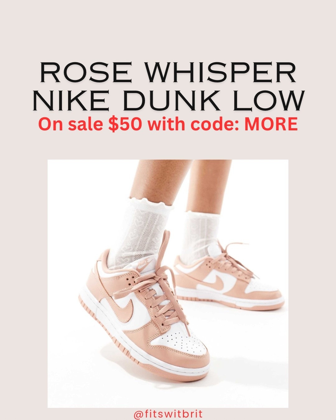 Rose Whisper Nike Dunk low on sale $50 with code: MORE

#LTKGiftGuide #LTKSaleAlert #LTKFindsUnder100