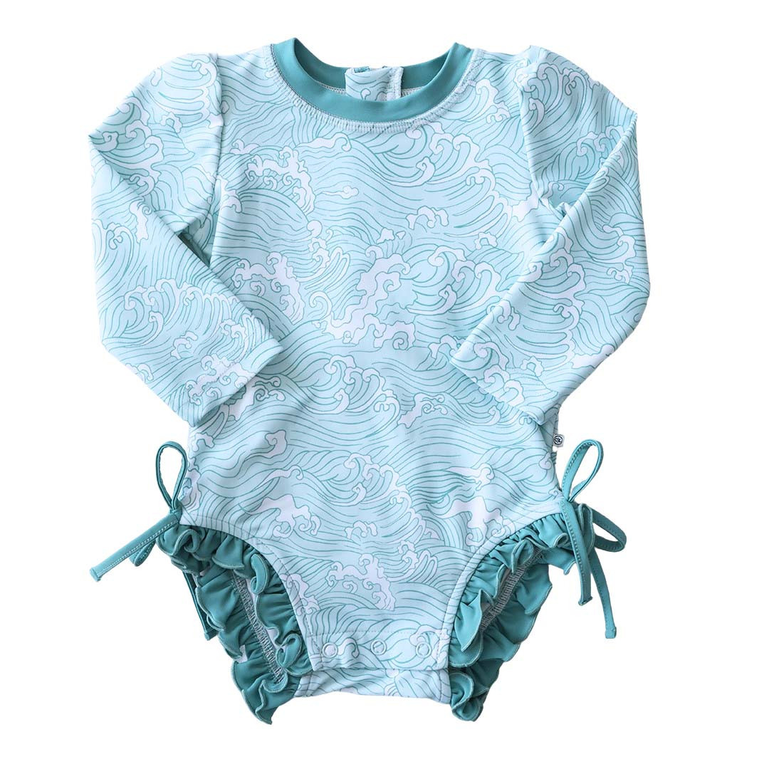 Long Sleeve Rash Guard With Ruffle Bottom | Makin' Waves* | Caden Lane