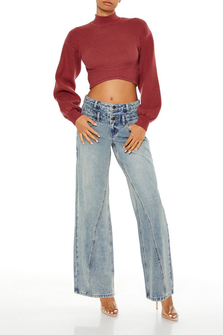 Layered Flare Mid-Rise Jeans | Forever 21