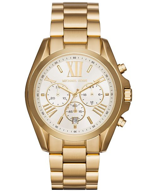 Women's Chronograph Bradshaw Gold-Tone Stainless Steel Bracelet Watch 43mm MK6266 | Macys (US)