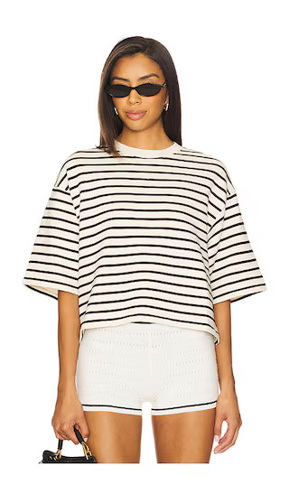 Myers Cropped Tee in Black Stripe French Terry | Revolve Clothing (Global)
