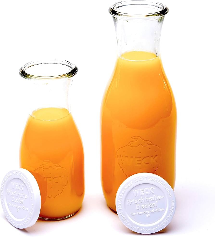 Weck Juice Jar Combo Pack - (1) 766 1-Liter jar (1) 764 1/2-Liter jar with Glass Lids, Rubber Rin... | Amazon (US)