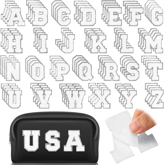 Jutom 104 Pcs Self Adhesive Chenille Iron on Letter Patches Letter Chenille Stick on Embroidered ... | Amazon (US)