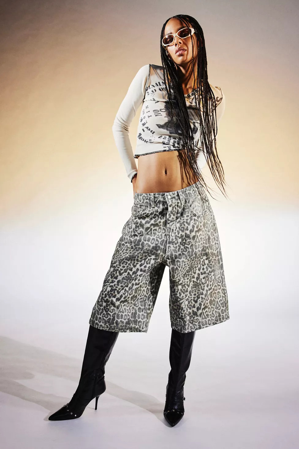 Jaded London Colossus  Faded Leopard Jort | Urban Outfitters (US and RoW)