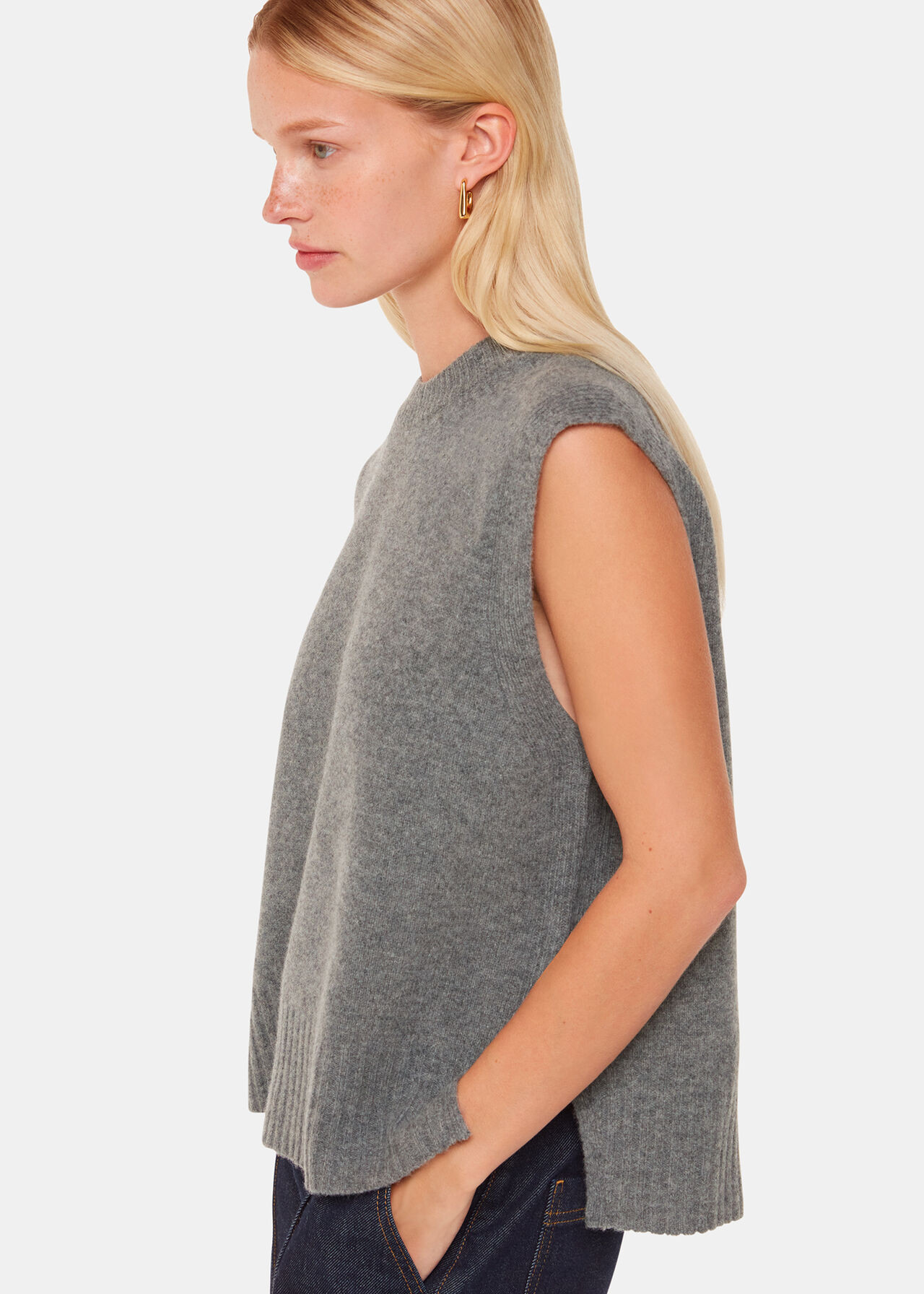 Grey Wool Sleeveless Tank | WHISTLES | Whistles UK | | Whistles