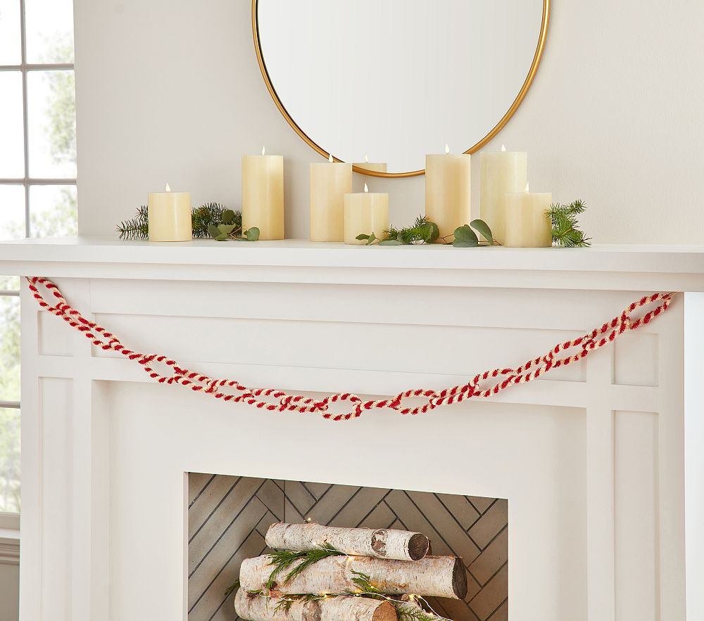 Candy Cane Bottlebrush Chain Garland | Pottery Barn Kids