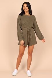 Sloane Sweater Romper - Olive | Petal & Pup (US)