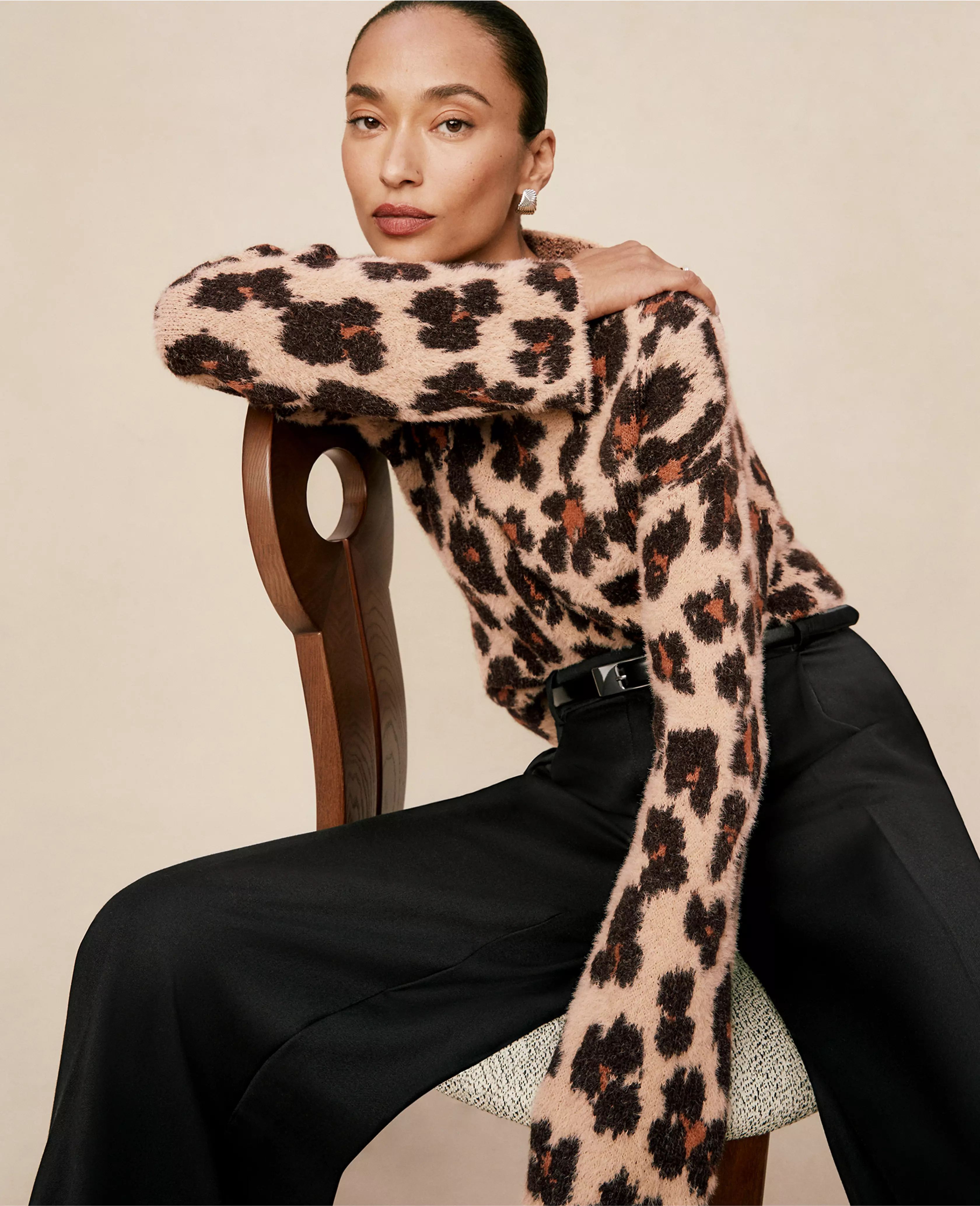 Animal Print Mock Neck Sweater | Ann Taylor
