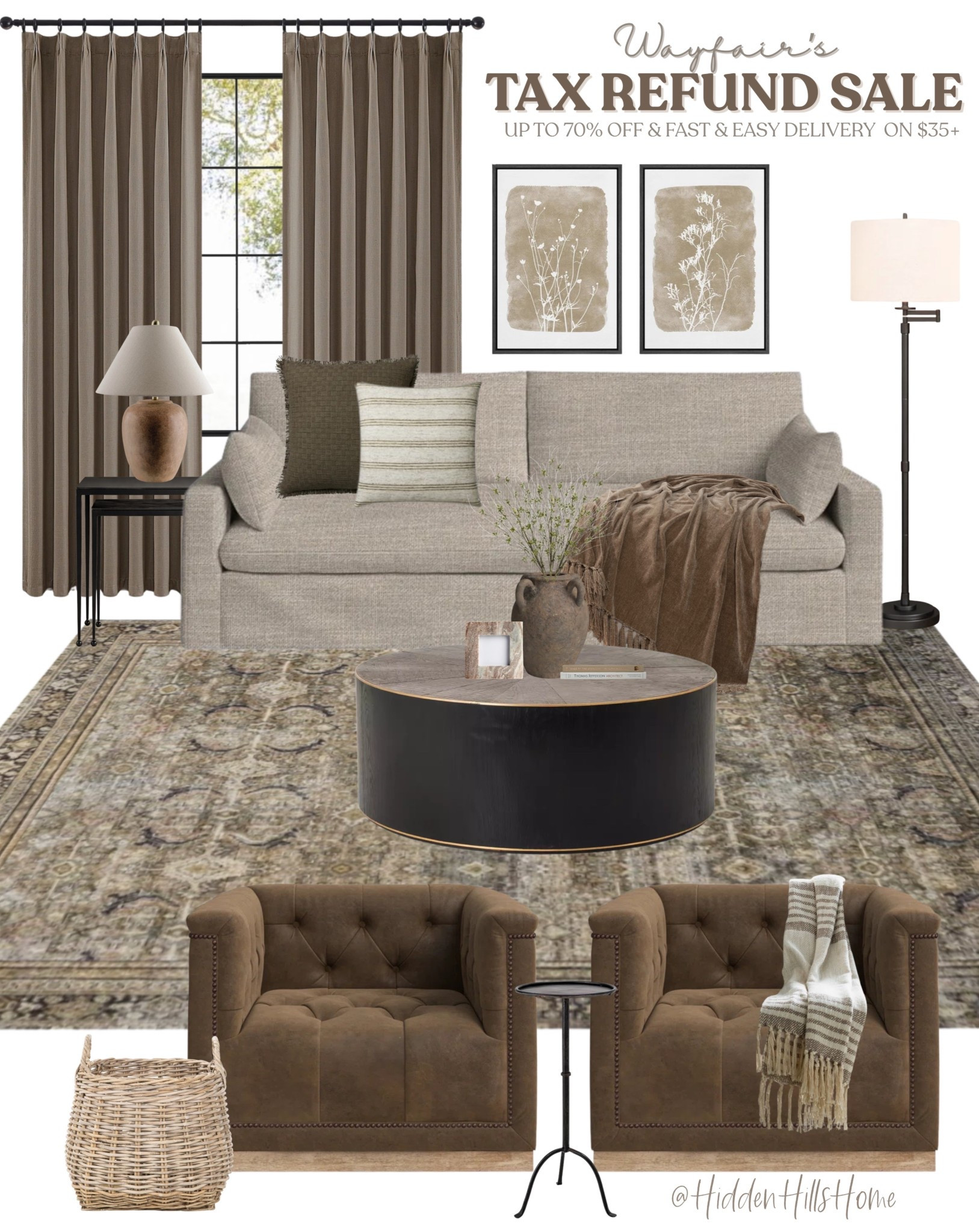 SOOO many of my favorite home items are on sale for @wayfair’s Tax Refund Sale with up to 70% off and fast & easy delivery on orders over $35! Here’s a cozy living room design for inspiration! You all know how much I love shopping at Wayfair! You can’t beat the quality or the price! #ad #WayfairPartner #wayfair 

#LTKSeasonal #LTKHome #LTKSaleAlert